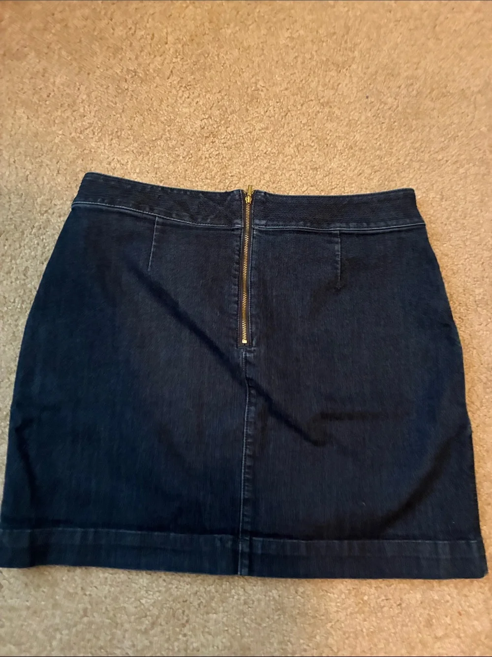 LOFT Dark Blue Denim Mini Skirt with Front Pockets